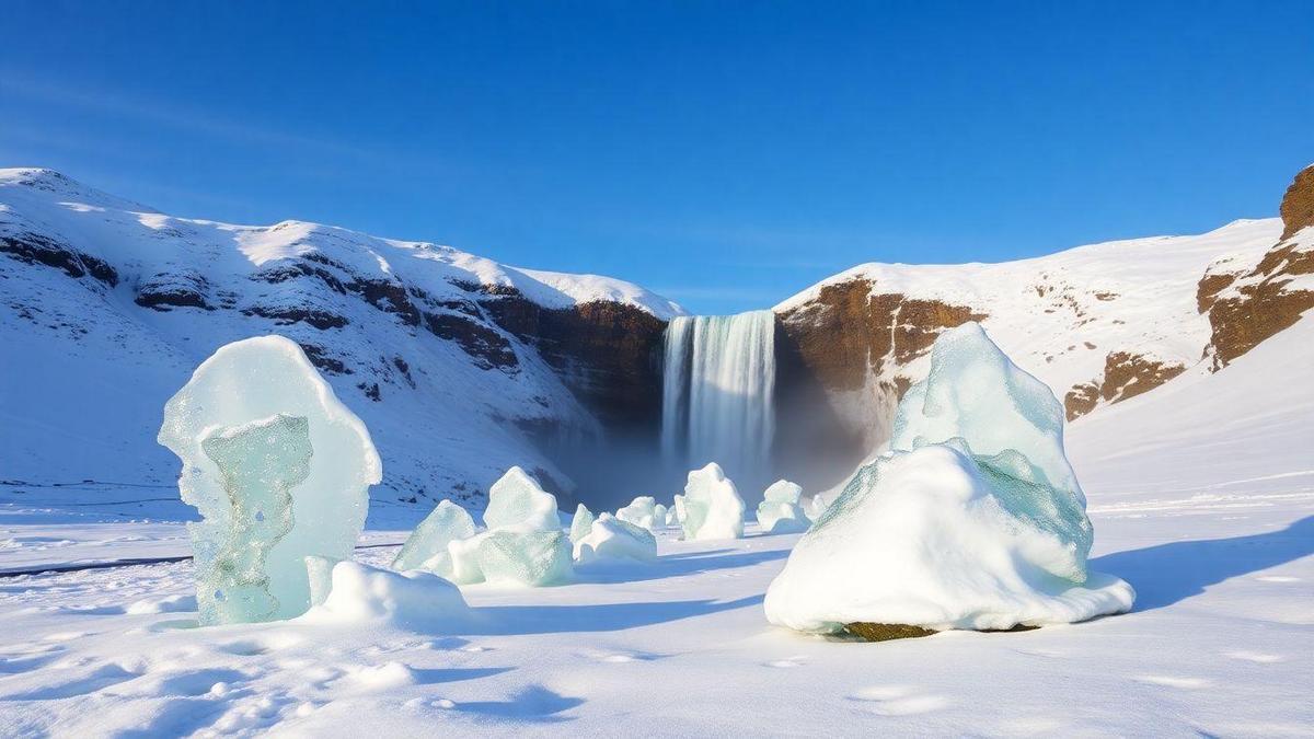Skógafoss en Hiver, Beauté Éblouissante d’Islande